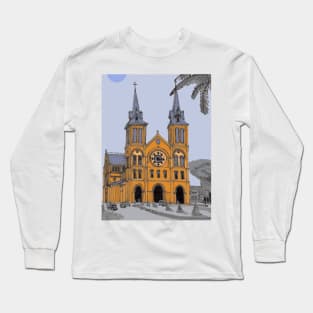 Notre Dame Cathedral of Saigon Vietnam Illustration Long Sleeve T-Shirt